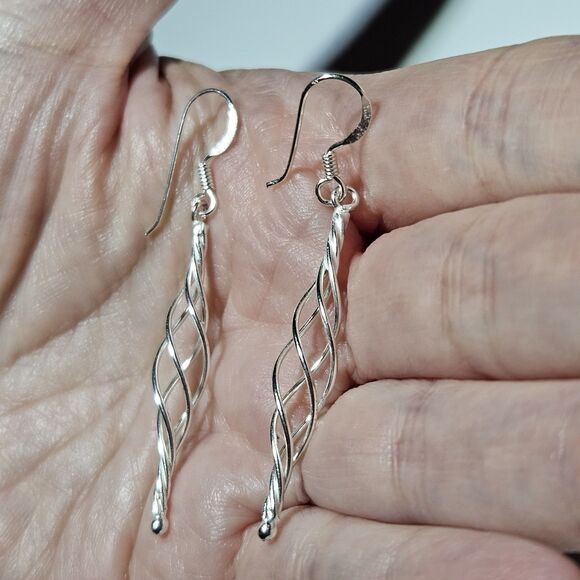 **Final Sale** MO Celtic Twirl Dainty Weave Sterling 925 French Wire Hook Dangle - Picture 2 of 13